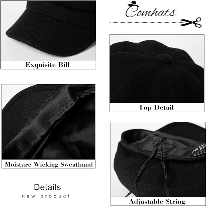 Comhats Womens Merino Fashion Newsboy Hats Wool Visor Beret Cabbie Cap Ladies